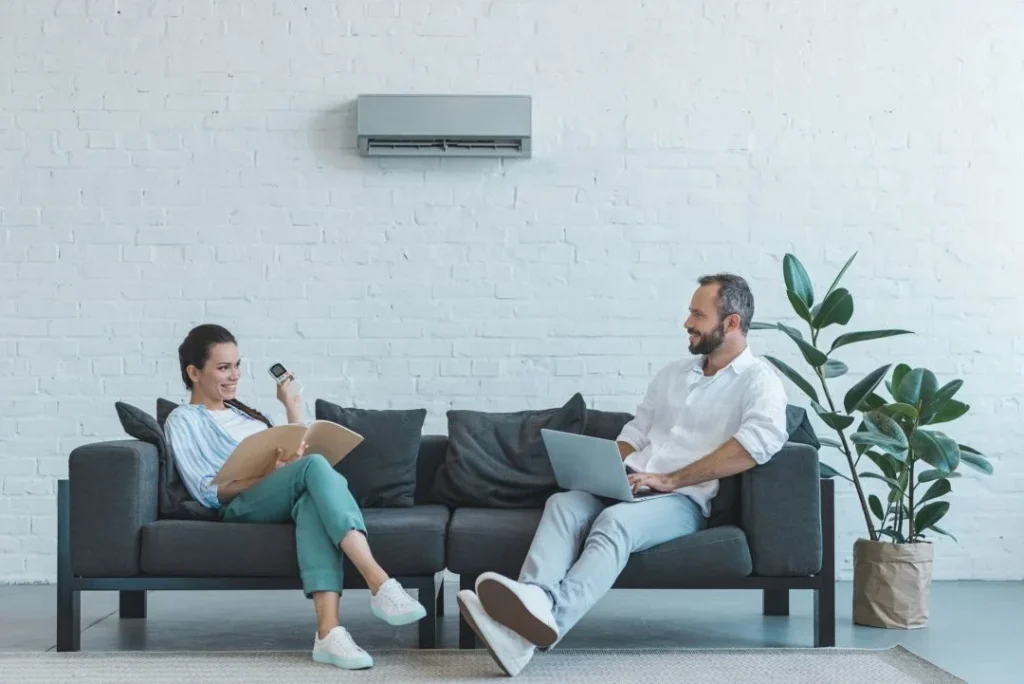 man & girl sitdown the sofa